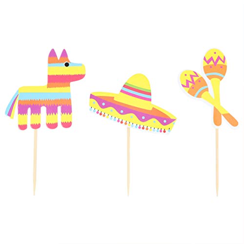 PRETYZOOM 35 Piezas Fiesta de México Cupcake Toppers Recoge Cactus Hat Alpaca en Forma de Pastel Toppers Postre Fruta Picks Party Cake Stick Picks para Fiesta de Verano Decoración de Cumpleaños