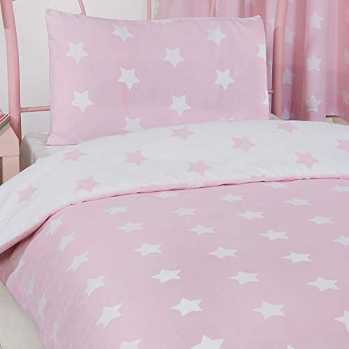 Price Right Home - Juego de funda de edredón y funda de almohada, diseño de estrellas, color rosa y blanco