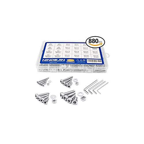 PRIME DAY 880 Pcs M2 M3 M4 Acero Inoxidable de seis cabeza de botón Tornillos Tuercas y Arandelas Surtido Kit la retención de con plano Caso Caja + Tornillo Llave