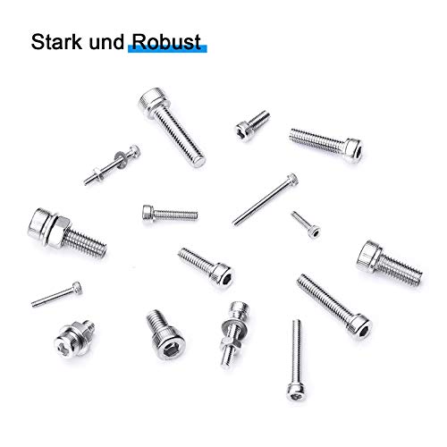 PRIME DAY 880 Pcs M2 M3 M4 Acero Inoxidable de seis cabeza de botón Tornillos Tuercas y Arandelas Surtido Kit la retención de con plano Caso Caja + Tornillo Llave