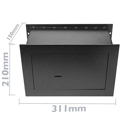 PrimeMatik - Caja Fuerte de Seguridad empotrada de Acero con Llaves 31x15x21cm Negra
