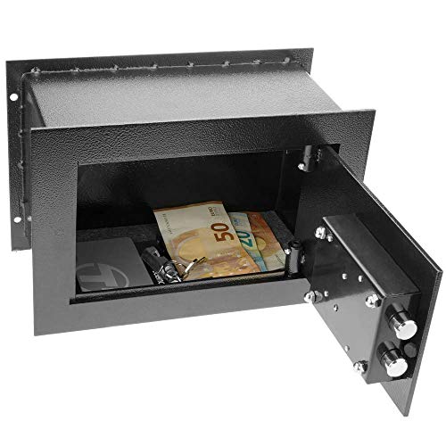 PrimeMatik - Caja Fuerte de Seguridad empotrada de Acero con Llaves 31x15x21cm Negra
