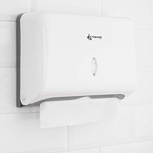 PrimeMatik - Dispensador de Toallas de Papel para baño en Blanco