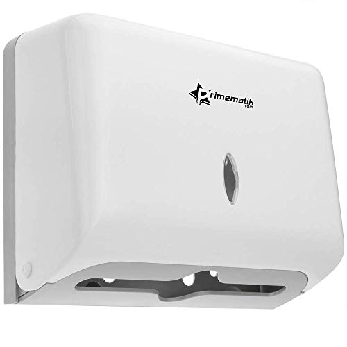 PrimeMatik - Dispensador de Toallas de Papel para baño en Blanco