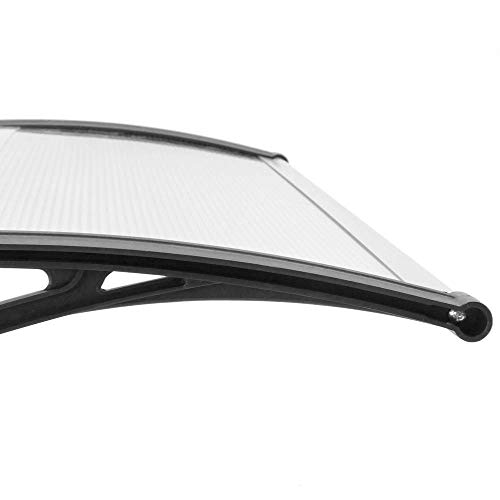 PrimeMatik - Tejadillo de protección 100x60cm Marquesina para Puertas y Ventanas Negro