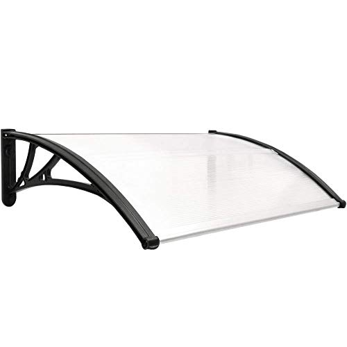 PrimeMatik - Tejadillo de protección 100x60cm Marquesina para Puertas y Ventanas Negro