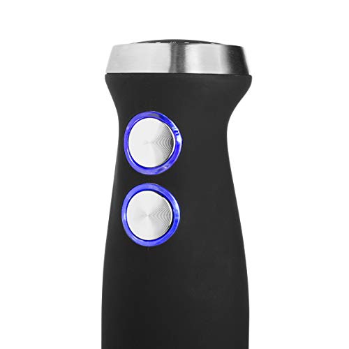 Princess 221220 - Set de batidora de mano con control de velocidad, 800 W, incluye taza de medir, picador y batidor, acero Inoxidable, acabado de goma, negro