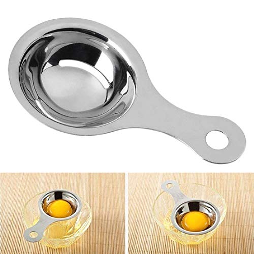 PRINDIY 1PC Separador de yema de Huevo y Clara de Huevo en Acero Inoxidable Separador Separador de Plata