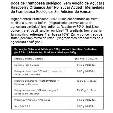 PRISCA Mermelada 100% Ecológica de Frambuesa, Frutos Rojos, Fresa - Sin Azúcar - 3 Unidades de 240 gr