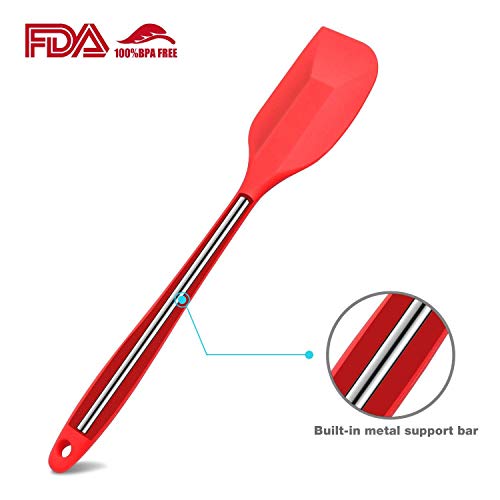 Pritogo - Juego de 2 espátulas de cocina de silicona, 28,5 cm, núcleo de metal, sin BPA, hasta 220 grados, color rojo y negro, silicona, rojo y negro, 2 Stück(28,5*5,5cm)