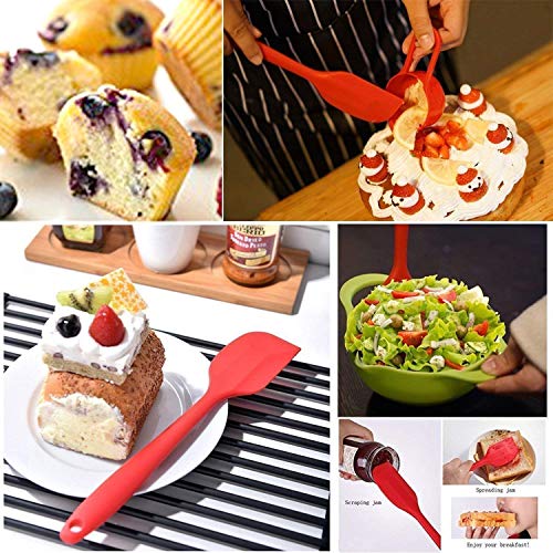 Pritogo - Juego de 2 espátulas de cocina de silicona, 28,5 cm, núcleo de metal, sin BPA, hasta 220 grados, color rojo y negro, silicona, rojo y negro, 2 Stück(28,5*5,5cm)
