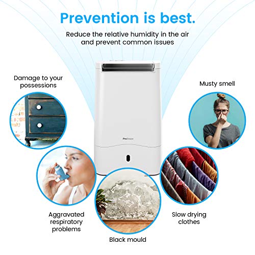 Pro Breeze Desecante Deshumidificador 10L con 4 Modos, Pantalla Digital, Drenaje Continuo y Filtro Silver Nano