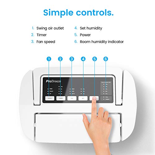 Pro Breeze Desecante Deshumidificador 10L con 4 Modos, Pantalla Digital, Drenaje Continuo y Filtro Silver Nano