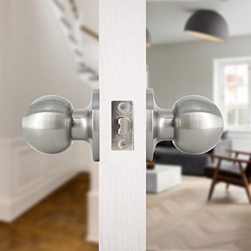 Probrico - Pomo redondo para puerta (acero inoxidable, níquel satinado)