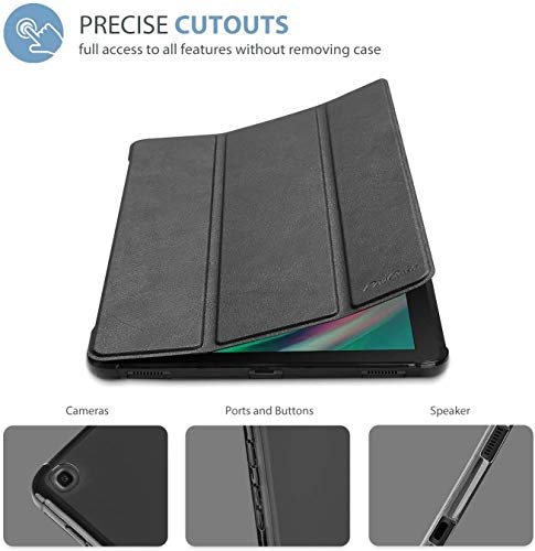 ProCase Funda Tipo Libro para Galaxy Tab A 10.1 2019 T510/T515, Carcasa Folio con Reverso Suave TPU Translúcido Soporte Plegable para 10.1 Pulgadas Galaxy Tab A SM-T510 T515 2019 -Negro