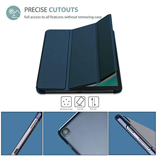 Procase Funda Tipo Libro para Galaxy Tab A 10.1 2019 T510/T515, Carcasa Folio Ligera y Delgada con Reverso Translúcido/Soporte Plegable para 10.1 Pulgadas Galaxy Tab A SM-T510 SM-T515 2019 -Marino