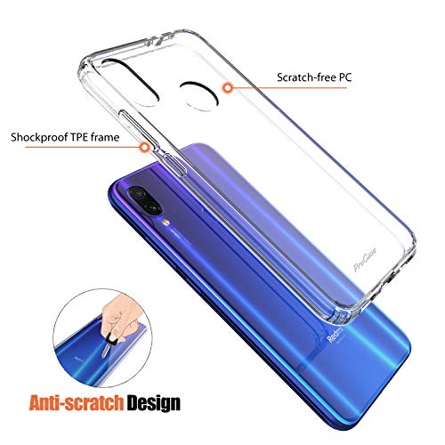 ProCase Funda Transparente Rígida Xiaomi Redmi Note 7/Note 7 Pro/Note 7S, Carcasa Dura Híbrida Ultra Fina con Marco Biselado Borde Antideslizante, Estcuhe Plástico Antigolpes Antiarañazos