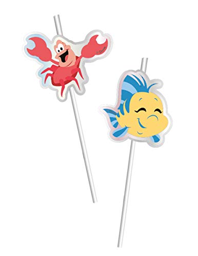 Procos - Pajitas con figura metálica Ariel Under The Sea, multicolor, 5PR89063