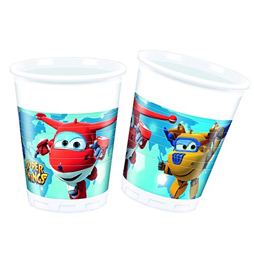 Procos- Paquete de 8 vasos de plástico, con Super Wings (Travis Designs 88385)