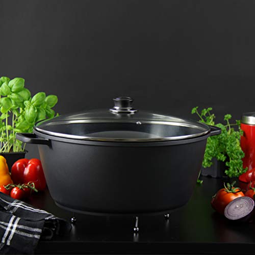 Profesional SQ Nea Nera 40 cm/18 litros antiadherente cacerola con tapa de cristal