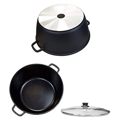 Profesional SQ Nea Nera 40 cm/18 litros antiadherente cacerola con tapa de cristal