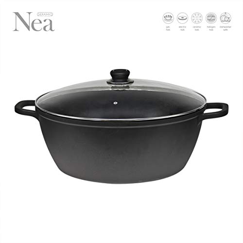 Profesional SQ Nea Nera 40 cm/18 litros antiadherente cacerola con tapa de cristal