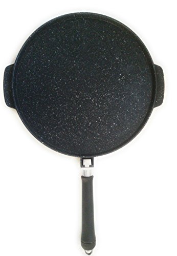 Professional Cooking - Sartén parrilla Eco Stone doble cocción fondo liso + fondo rayado con mango desmontable (32 cm)