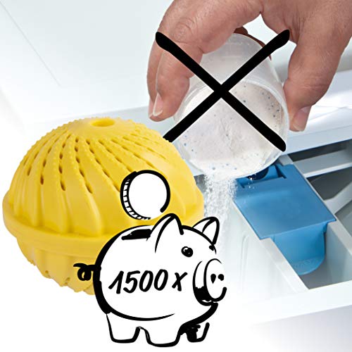 ProfessionalTree 2 Pelotas de Lavado - Pelotas de Lavado con Bolas de cerámica - Lavado sin detergente - para Aprox. 1.500 Lavados Pelota de Lavado Amarilla con Olor a limón