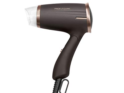 ProfiCare HT 3009 - Secador de Pelo de Viaje con Mango Plegable, 2 Niveles Potencia, 1400 W, Color marrón