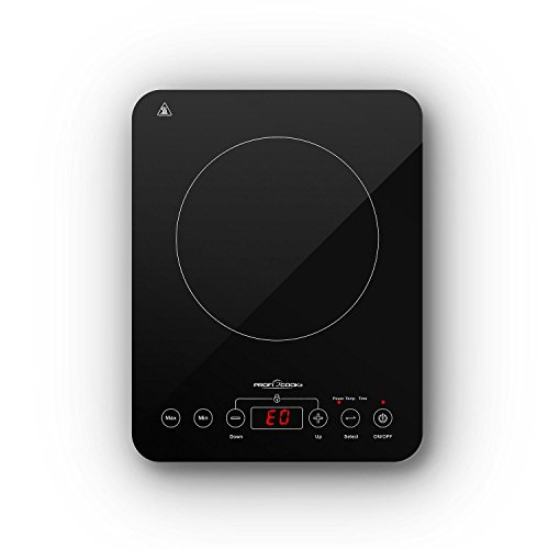 ProfiCook EKI 1062 Placa vitrocerámica por inducción portátil, 10 niveles de temperatura, 2000 W, Vidrio y cerámica, Negro