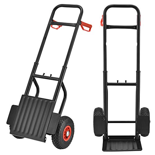 [pro.tec] Carretilla de Mano 112 x 46 x 55,5 cm Carretilla de Carga Carrito de Transporte para equipajes Mudanza Capacidad de Carga hasta 150 kg Plataforma Desplegable Negro y Rojo