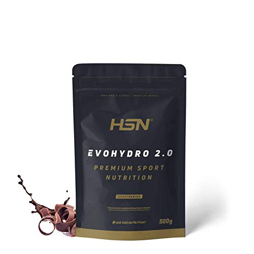 Proteína Hidrolizada de Suero de HSN Sports | Evohydro 2.0 (Hydro Whey) | A partir de Whey Protein Isolate, Proteína Vegetariana, Sin Gluten, Sin Lactosa, Sabor Chocolate, 500 g