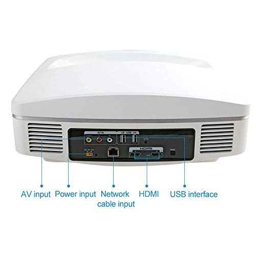Proyector De Video Mini Bluetooth WiFi 3400 Lúmenes 1280x1080 1080P Android 5.1 HD Smart 3D Proyector De Enfoque Ultracorto, Compatible con HDMI X 2 / USB X 2 Tarjeta SD Home Theater