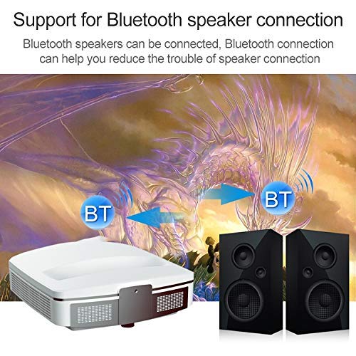 Proyector De Video Mini Bluetooth WiFi 3400 Lúmenes 1280x1080 1080P Android 5.1 HD Smart 3D Proyector De Enfoque Ultracorto, Compatible con HDMI X 2 / USB X 2 Tarjeta SD Home Theater