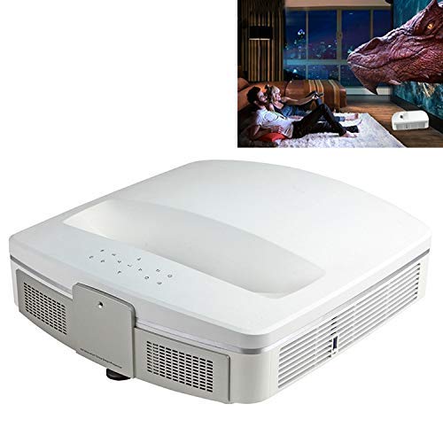 Proyector De Video Mini Bluetooth WiFi 3400 Lúmenes 1280x1080 1080P Android 5.1 HD Smart 3D Proyector De Enfoque Ultracorto, Compatible con HDMI X 2 / USB X 2 Tarjeta SD Home Theater