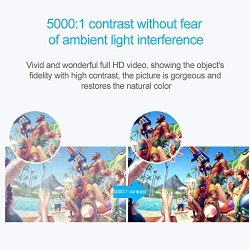 Proyector De Video Mini Bluetooth WiFi 3400 Lúmenes 1280x1080 1080P Android 5.1 HD Smart 3D Proyector De Enfoque Ultracorto, Compatible con HDMI X 2 / USB X 2 Tarjeta SD Home Theater
