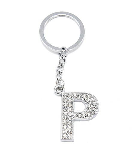 PT190 – Llavero inicial nombre carta P brillantes plateado – Mode Fantasía