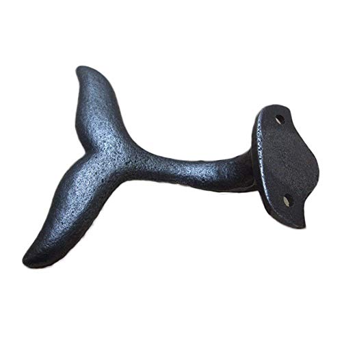 PUAK523 - Gancho para colgar en la pared, gancho decorativo en forma de cola de ballena de hierro fundido, gancho útil para colgar abrigos, ropa, sombrero o para mostrar prendas en tiendas.