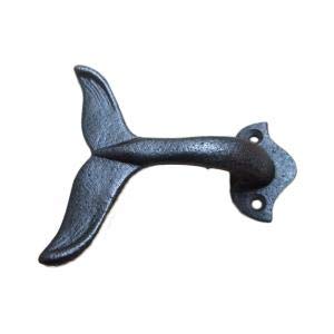 PUAK523 - Gancho para colgar en la pared, gancho decorativo en forma de cola de ballena de hierro fundido, gancho útil para colgar abrigos, ropa, sombrero o para mostrar prendas en tiendas.
