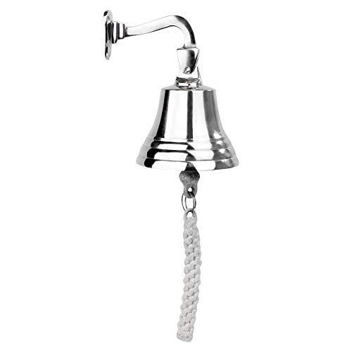 Puerta de pared tradicional nave campana | Campana de plata temática náutica campana campanero | Ideal para Inicio Bares y Pub Últimas Órdenes | M&W