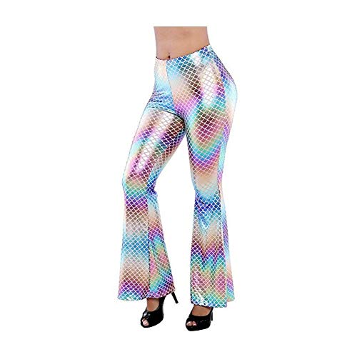 PUJIANGxian Equipada de la Mujer Soft Escamas Brillantes Significativa Espigado De La Cintura De Los Pantalones Casuales De La Moda Micro Acampanados Atractiva Bottom (Color : Pink, Size : M)