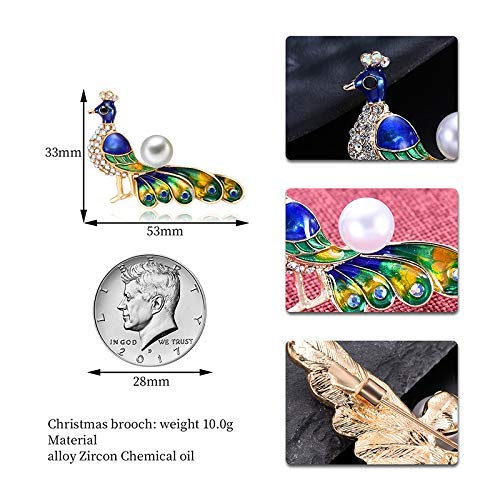 PULABO 1 broche de perlas de pavo real para mujer, ramillete de boda, vestido de novia, bufandas chal con clip de bolsa de adorno de calidad superior y creativo. Durable