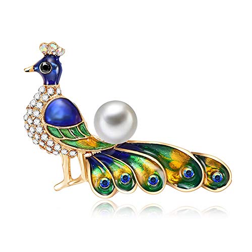PULABO 1 broche de perlas de pavo real para mujer, ramillete de boda, vestido de novia, bufandas chal con clip de bolsa de adorno de calidad superior y creativo. Durable