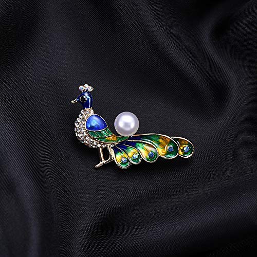 PULABO 1 broche de perlas de pavo real para mujer, ramillete de boda, vestido de novia, bufandas chal con clip de bolsa de adorno de calidad superior y creativo. Durable