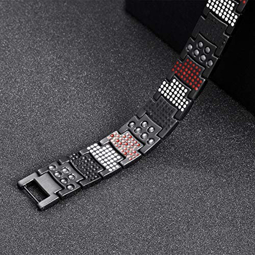Pulsera de titanio para hombre, revestimiento de PVD, 591 pulsera magnética de hombre mineral, pulsera para aliviar el dolor para artritis y túnel carpiano