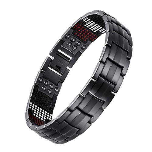 Pulsera de titanio para hombre, revestimiento de PVD, 591 pulsera magnética de hombre mineral, pulsera para aliviar el dolor para artritis y túnel carpiano