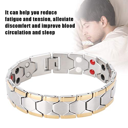 Pulsera para el cuidado de la salud masculina del brazalete de la energía del titanio magnético de la joyería con el ion negativo/el germanio/el infrarrojo lejano/el imán para los(Plata)