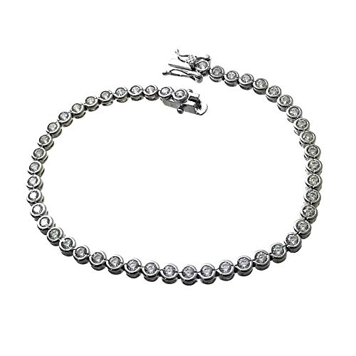 Pulsera plata Ley 925m rodiada 18cm. piedras circonitas 3mm. redondas cierre lengüeta