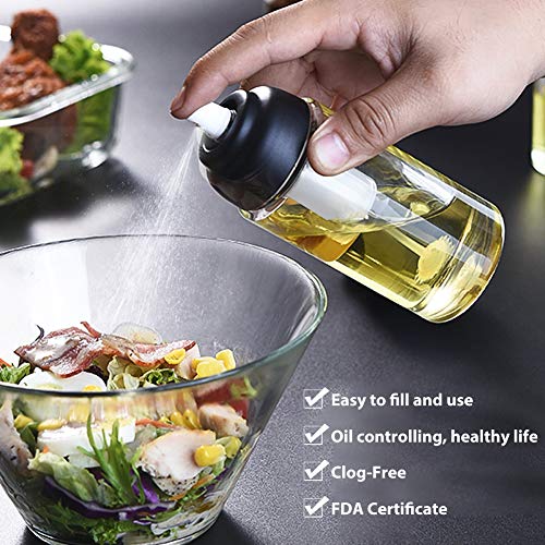 Pulverizador de aceite de oliva, 150 ml, spray de aceite mejorado para ensalada, barbacoa, pasta, sin BPA para cocina (cristal)