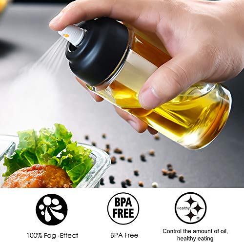 Pulverizador de aceite de oliva, 150 ml, spray de aceite mejorado para ensalada, barbacoa, pasta, sin BPA para cocina (cristal)